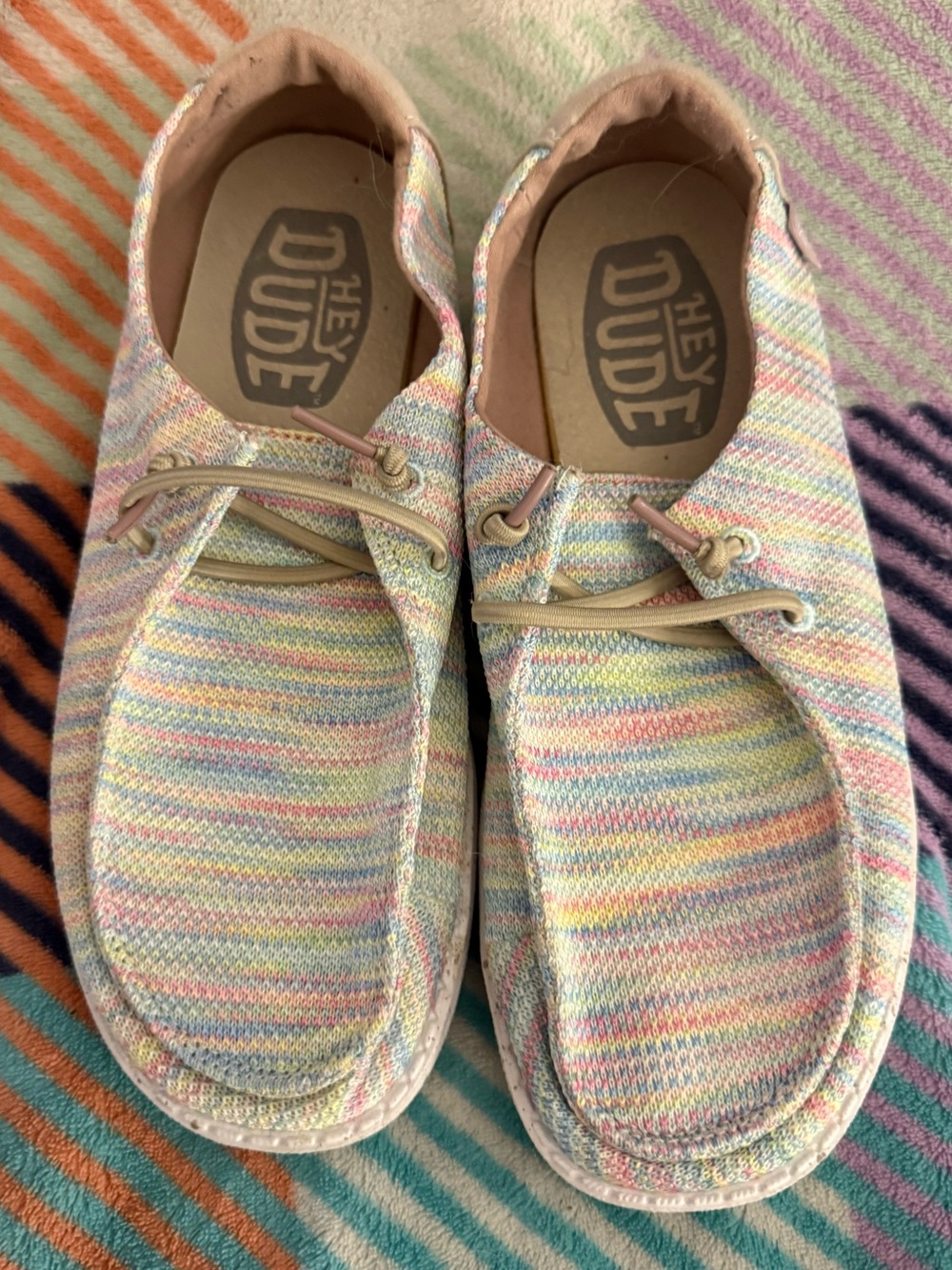Hey Dude Kids Pastel Multicolor Knit Slip-On Sneakers